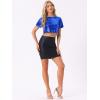 imageAllegra K Sequin Tops for Womens Glitter Short Sleeve Cropped Round Neck Tassel Cocktail Party Sparkly TopRoyal Blue
