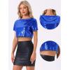 imageAllegra K Sequin Tops for Womens Glitter Short Sleeve Cropped Round Neck Tassel Cocktail Party Sparkly TopRoyal Blue