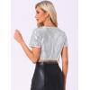 imageAllegra K Sequin Tops for Womens Glitter Short Sleeve Cropped Round Neck Tassel Cocktail Party Sparkly TopSilver