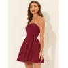 imageAllegra K Strapless Tube Mini Dresses for Womens Flare Solid Cocktail Party DressWine Red