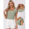 imageAllegra K Summer Gingham Tops for Womens Square Neck Ruffle Cap Sleeve BlousesDark Green