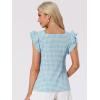 imageAllegra K Summer Gingham Tops for Womens Square Neck Ruffle Cap Sleeve BlousesLake Blue
