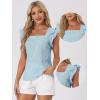 imageAllegra K Summer Gingham Tops for Womens Square Neck Ruffle Cap Sleeve BlousesLake Blue