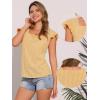 imageAllegra K Summer Gingham Tops for Womens Square Neck Ruffle Cap Sleeve BlousesLight Yellow