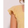 imageAllegra K Summer Gingham Tops for Womens Square Neck Ruffle Cap Sleeve BlousesLight Yellow