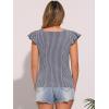 imageAllegra K Summer Gingham Tops for Womens Square Neck Ruffle Cap Sleeve BlousesNavy Blue