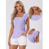 imageAllegra K Summer Gingham Tops for Womens Square Neck Ruffle Cap Sleeve BlousesPurple