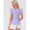 imageAllegra K Summer Gingham Tops for Womens Square Neck Ruffle Cap Sleeve BlousesPurple