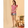 imageAllegra K Summer Gingham Tops for Womens Square Neck Ruffle Cap Sleeve BlousesRed