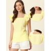 imageAllegra K Summer Gingham Tops for Womens Square Neck Ruffle Cap Sleeve BlousesYellow