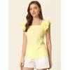 imageAllegra K Summer Gingham Tops for Womens Square Neck Ruffle Cap Sleeve BlousesYellow