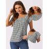 imageAllegra K Summer Square Neck Gingham Tops for Womens Cap Sleeve Tshirts BlousesBlack