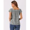 imageAllegra K Summer Square Neck Gingham Tops for Womens Cap Sleeve Tshirts BlousesBlack