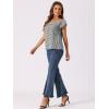 imageAllegra K Summer Square Neck Gingham Tops for Womens Cap Sleeve Tshirts BlousesBlack