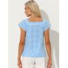 imageAllegra K Summer Square Neck Gingham Tops for Womens Cap Sleeve Tshirts BlousesBlue
