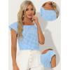 imageAllegra K Summer Square Neck Gingham Tops for Womens Cap Sleeve Tshirts BlousesBlue