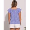 imageAllegra K Summer Square Neck Gingham Tops for Womens Cap Sleeve Tshirts BlousesBlue White