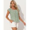 imageAllegra K Summer Square Neck Gingham Tops for Womens Cap Sleeve Tshirts BlousesGreen White