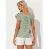imageAllegra K Summer Square Neck Gingham Tops for Womens Cap Sleeve Tshirts BlousesGreen White