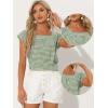 imageAllegra K Summer Square Neck Gingham Tops for Womens Cap Sleeve Tshirts BlousesGreen White