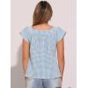 imageAllegra K Summer Square Neck Gingham Tops for Womens Cap Sleeve Tshirts BlousesLake Blue