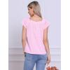 imageAllegra K Summer Square Neck Gingham Tops for Womens Cap Sleeve Tshirts BlousesPink