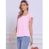 imageAllegra K Summer Square Neck Gingham Tops for Womens Cap Sleeve Tshirts BlousesPink