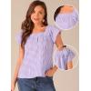 imageAllegra K Summer Square Neck Gingham Tops for Womens Cap Sleeve Tshirts BlousesPurple