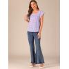 imageAllegra K Summer Square Neck Gingham Tops for Womens Cap Sleeve Tshirts BlousesPurple
