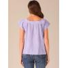imageAllegra K Summer Square Neck Gingham Tops for Womens Cap Sleeve Tshirts BlousesPurple
