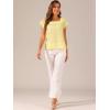 imageAllegra K Summer Square Neck Gingham Tops for Womens Cap Sleeve Tshirts BlousesYellow