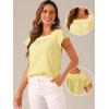 imageAllegra K Summer Square Neck Gingham Tops for Womens Cap Sleeve Tshirts BlousesYellow