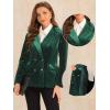 imageAllegra K Velvet Blazers for Womens Notched Lapel Long Sleeve Double Breasted Blazer JacketDark Green