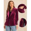 imageAllegra K Velvet Blazers for Womens Notched Lapel Long Sleeve Double Breasted Blazer JacketDark Red