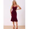 imageAllegra K Velvet Dress for Womens Christmas Spaghetti Straps V Neck Fishtail Evening Cocktail DressBurgundy
