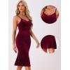 imageAllegra K Velvet Dress for Womens Christmas Spaghetti Straps V Neck Fishtail Evening Cocktail DressBurgundy