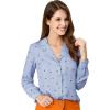 imageAllegra K Womens 1950s Vintage Long Sleeve Printed Button Down TopsBlue Heart