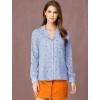 imageAllegra K Womens 1950s Vintage Long Sleeve Printed Button Down TopsBlue Heart
