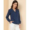 imageAllegra K Womens 1950s Vintage Long Sleeve Printed Button Down TopsDark Blue Heart