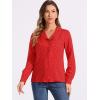 imageAllegra K Womens 1950s Vintage Long Sleeve Printed Button Down TopsDark Red Heart