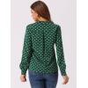 imageAllegra K Womens 1950s Vintage Long Sleeve Printed Button Down TopsGreen Dot