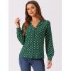 imageAllegra K Womens 1950s Vintage Long Sleeve Printed Button Down TopsGreen Dot