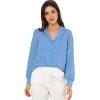 imageAllegra K Womens 1950s Vintage Long Sleeve Printed Button Down TopsLight Blue Heart