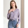 imageAllegra K Womens 1950s Vintage Long Sleeve Printed Button Down TopsPurple Gray Floral