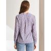 imageAllegra K Womens 1950s Vintage Long Sleeve Printed Button Down TopsPurple Gray Floral