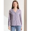 imageAllegra K Womens 1950s Vintage Long Sleeve Printed Button Down TopsPurple Gray Floral