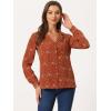 imageAllegra K Womens 1950s Vintage Long Sleeve Printed Button Down TopsRed Dot