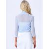 imageAllegra K Womens 34 Sleeve Sheer Mesh Shrug Open Front Cropped Bolero CardiganBlue Light