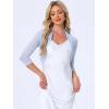 imageAllegra K Womens 34 Sleeve Sheer Mesh Shrug Open Front Cropped Bolero CardiganBlue Light