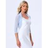 imageAllegra K Womens 34 Sleeve Sheer Mesh Shrug Open Front Cropped Bolero CardiganBlue Light